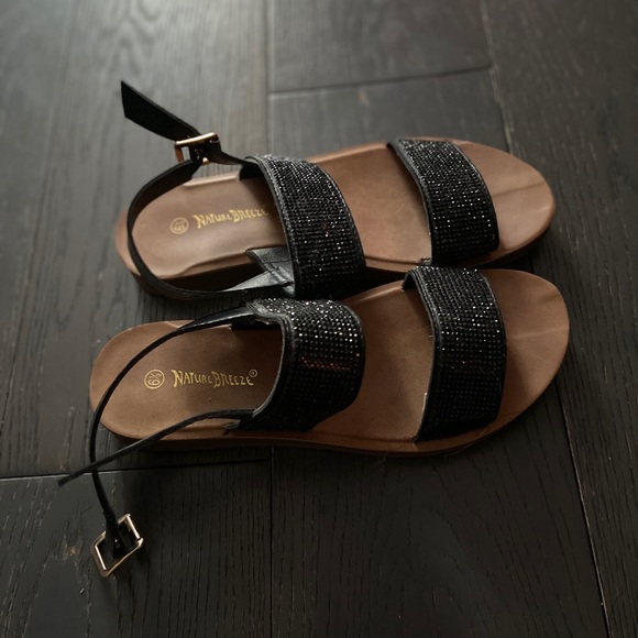Sparkle Black Sandals - Picture 2 of 3
